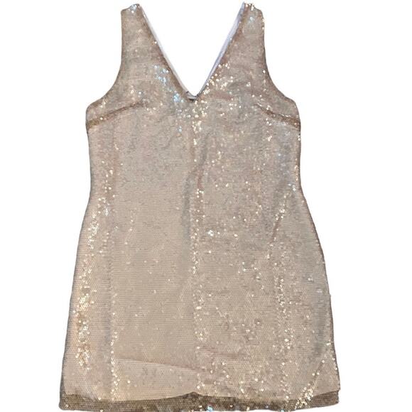 New A New Day Cream Sequin Mini A-Line Dress Small - Picture 3 of 3